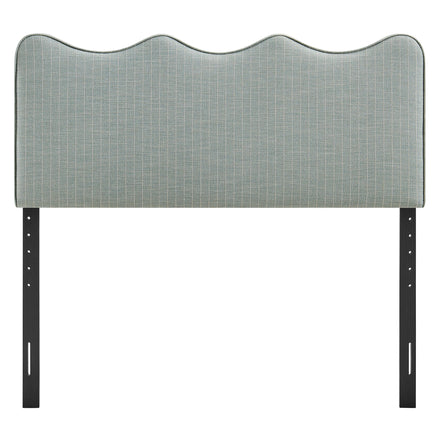Athena Striped Fabric Upholstered Full Size Headboard in Spa Blue Stripe
