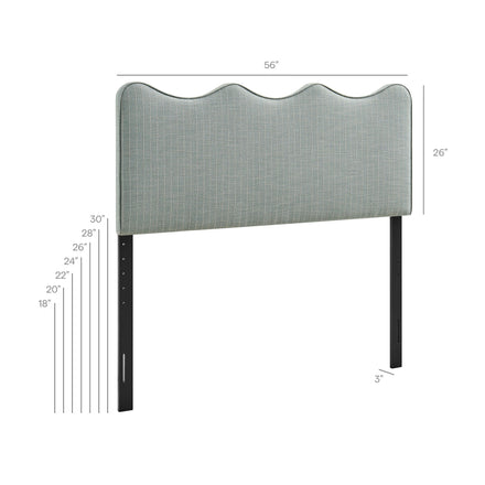 Athena Striped Fabric Upholstered Full Size Headboard in Spa Blue Stripe