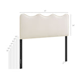 Hazel Stain-Resistant Performance Velvet Queen Size Headboard in Alabaster