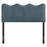 Hazel Stain-Resistant Performance Velvet Queen Size Headboard in Cadet Blue