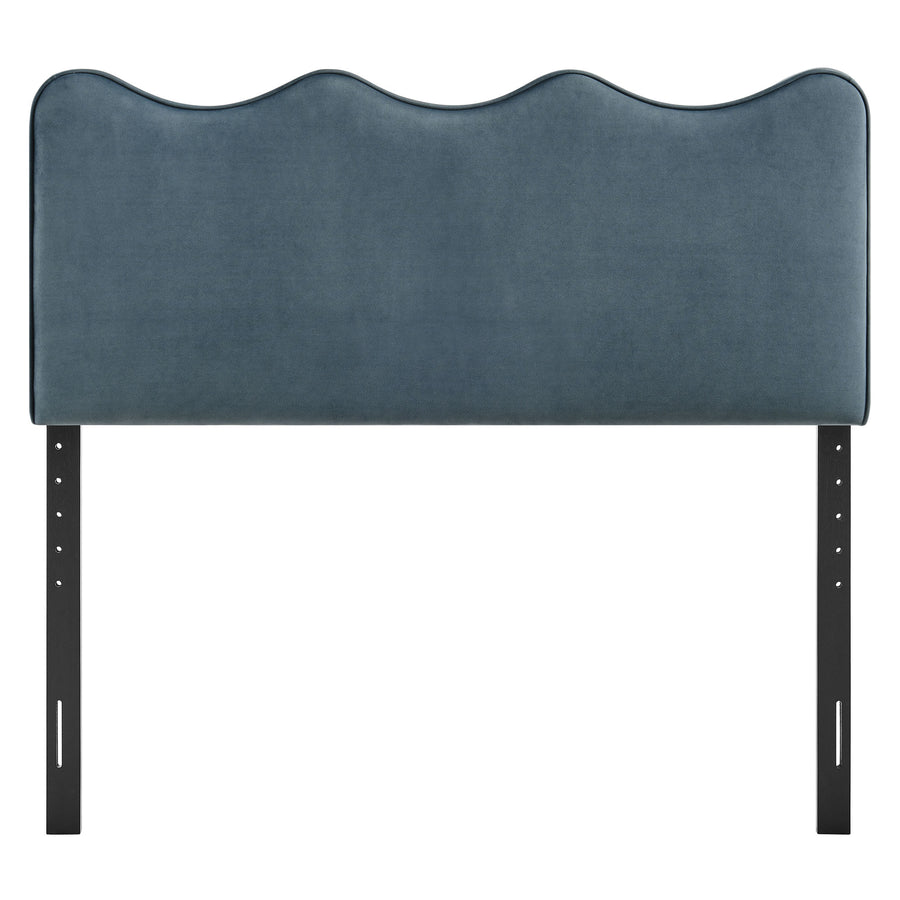 Hazel Stain-Resistant Performance Velvet Queen Size Headboard in Cadet Blue