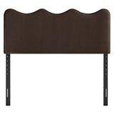 Hazel Stain-Resistant Performance Velvet Queen Size Headboard in Chocolate Brown