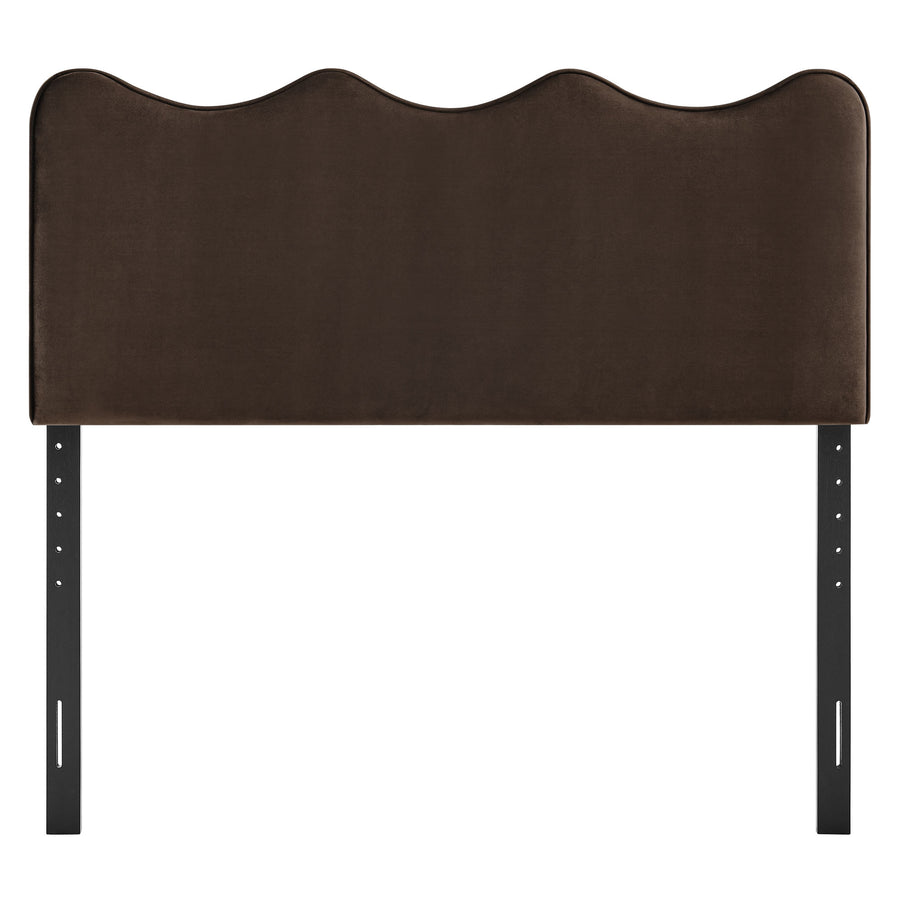 Hazel Stain-Resistant Performance Velvet Queen Size Headboard in Chocolate Brown
