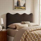Hazel Stain-Resistant Performance Velvet Queen Size Headboard in Chocolate Brown