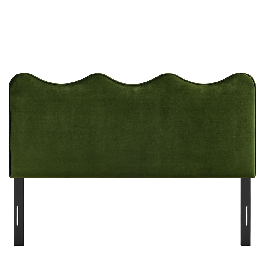 Hazel Stain-Resistant Performance Velvet Queen Size Headboard in Moss Green