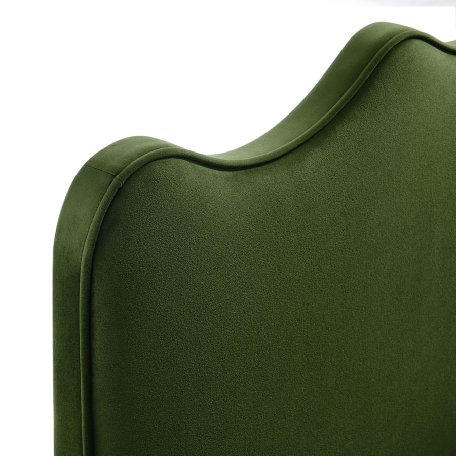 Hazel Stain-Resistant Performance Velvet Queen Size Headboard in Moss Green