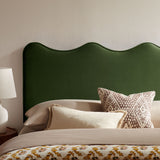 Hazel Stain-Resistant Performance Velvet Queen Size Headboard in Moss Green