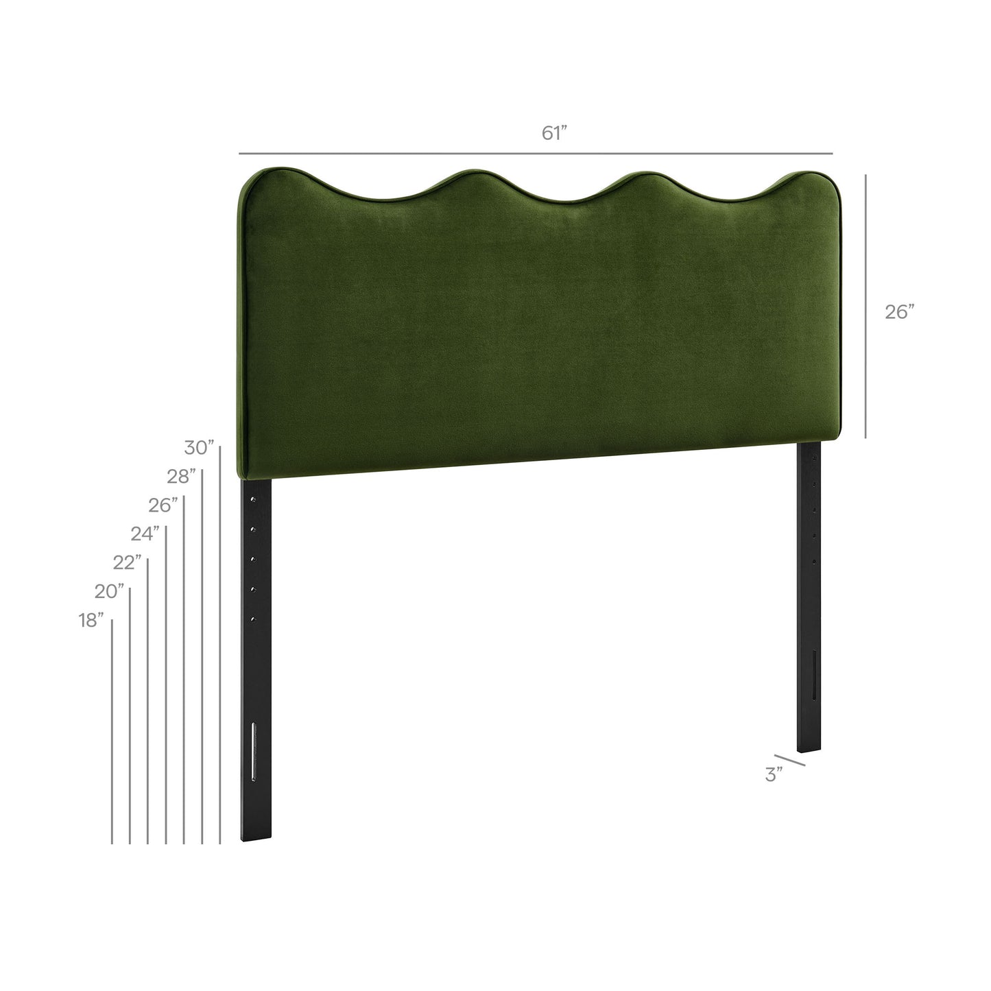 Hazel Stain-Resistant Performance Velvet Queen Size Headboard in Moss Green