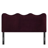 Hazel Stain-Resistant Performance Velvet Queen Size Headboard in Mulberry