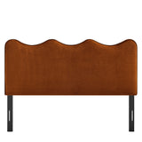 Hazel Stain-Resistant Performance Velvet Queen Size Headboard in Rust