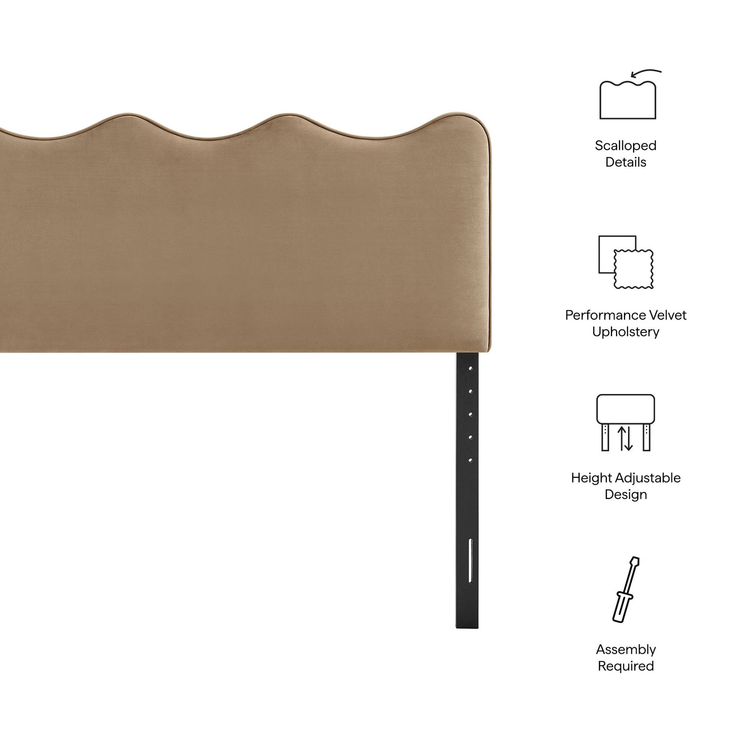 Hazel Stain-Resistant Performance Velvet Queen Size Headboard in Taupe