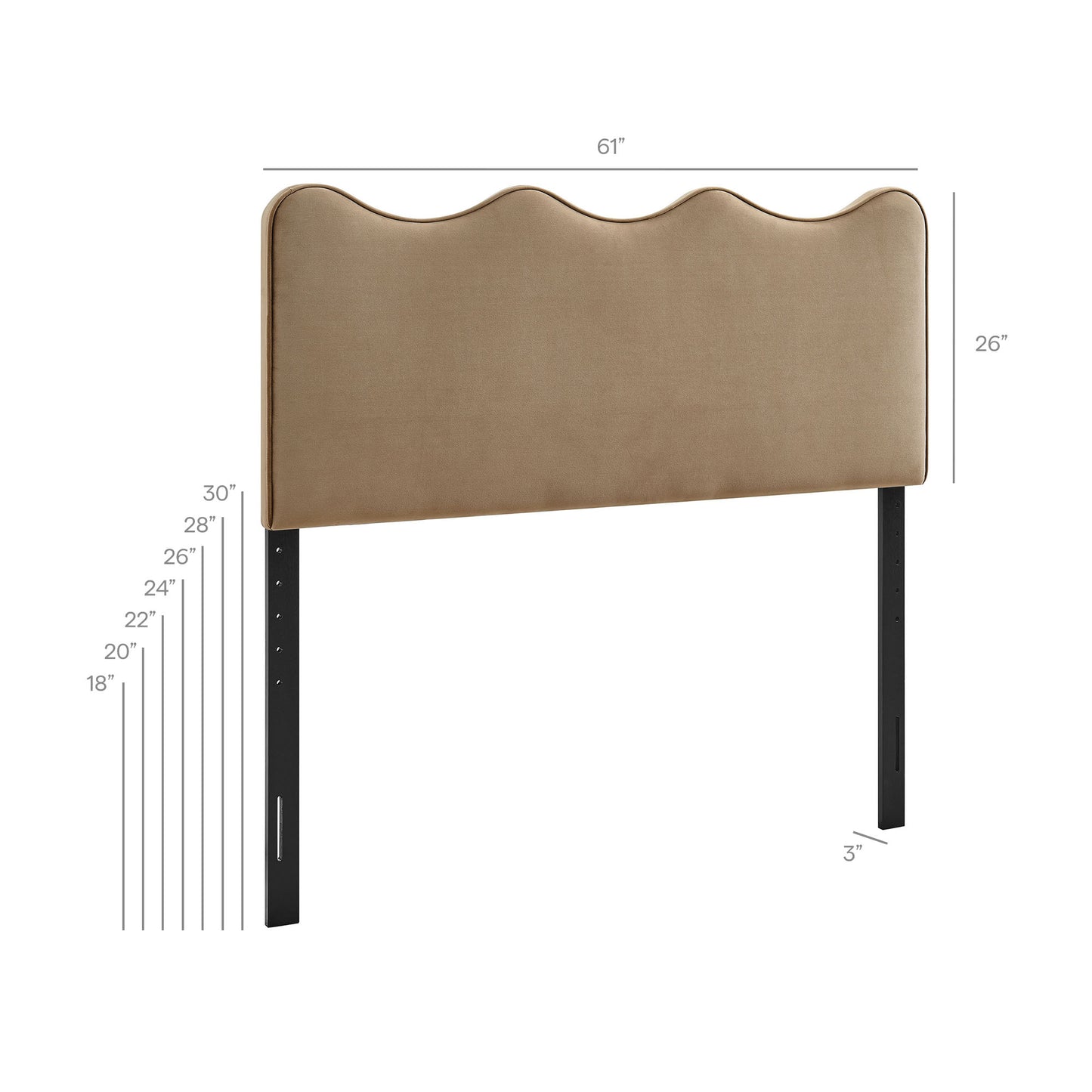 Hazel Stain-Resistant Performance Velvet Queen Size Headboard in Taupe