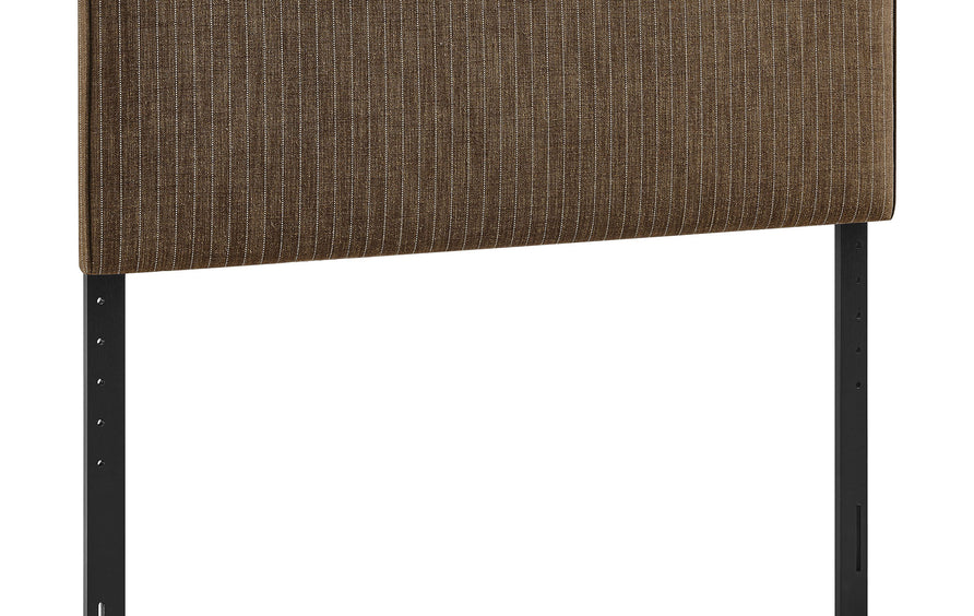 Hazel Striped Fabric Upholstered Queen Size Headboard in Oatmeal Stripe