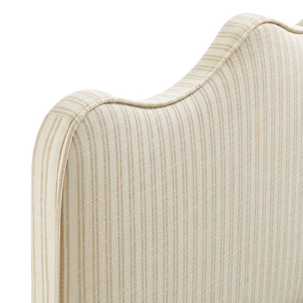 Athena Striped Fabric Upholstered Queen Size Headboard in Oatmeal Stripe