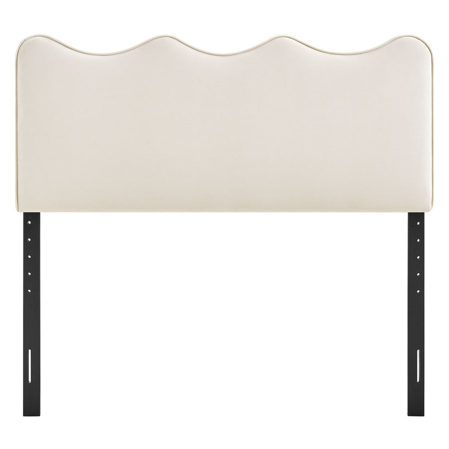 Hazel Stain-Resistant Performance Velvet King Size Headboard in Alabaster