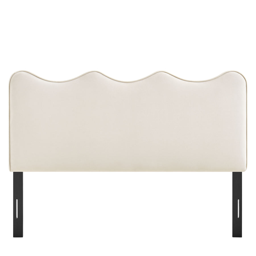 Hazel Stain-Resistant Performance Velvet King Size Headboard in Alabaster