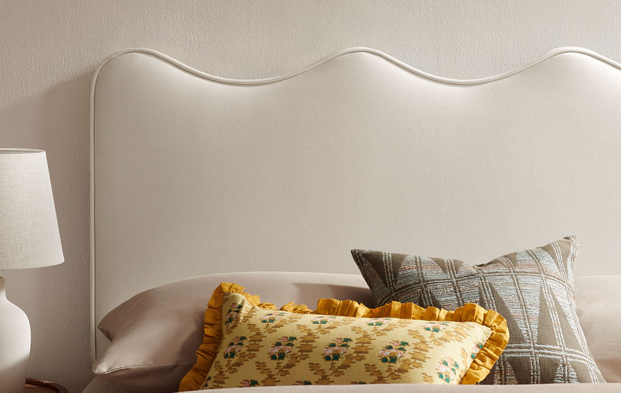 Hazel Stain-Resistant Performance Velvet King Size Headboard in Alabaster