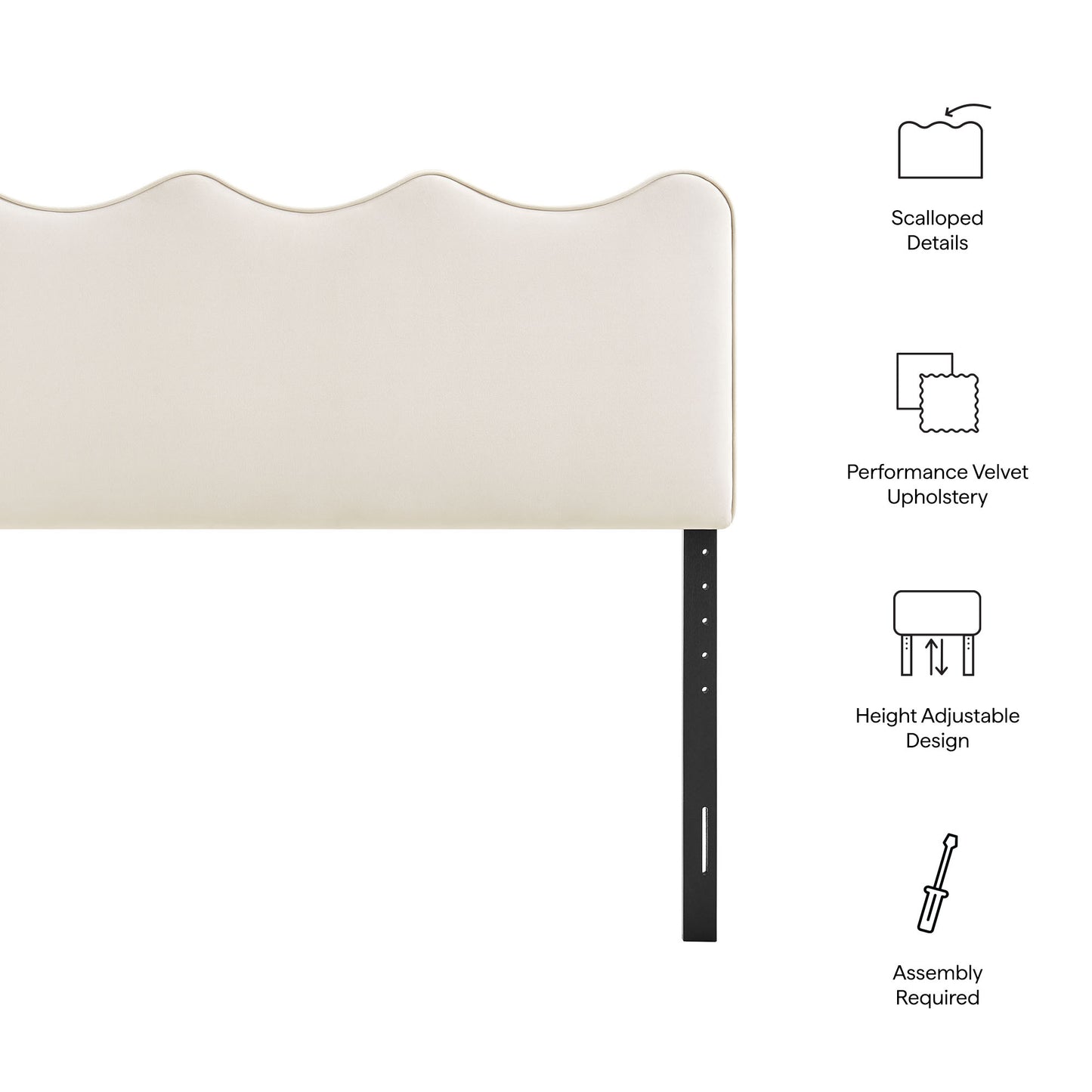 Hazel Stain-Resistant Performance Velvet King Size Headboard in Alabaster