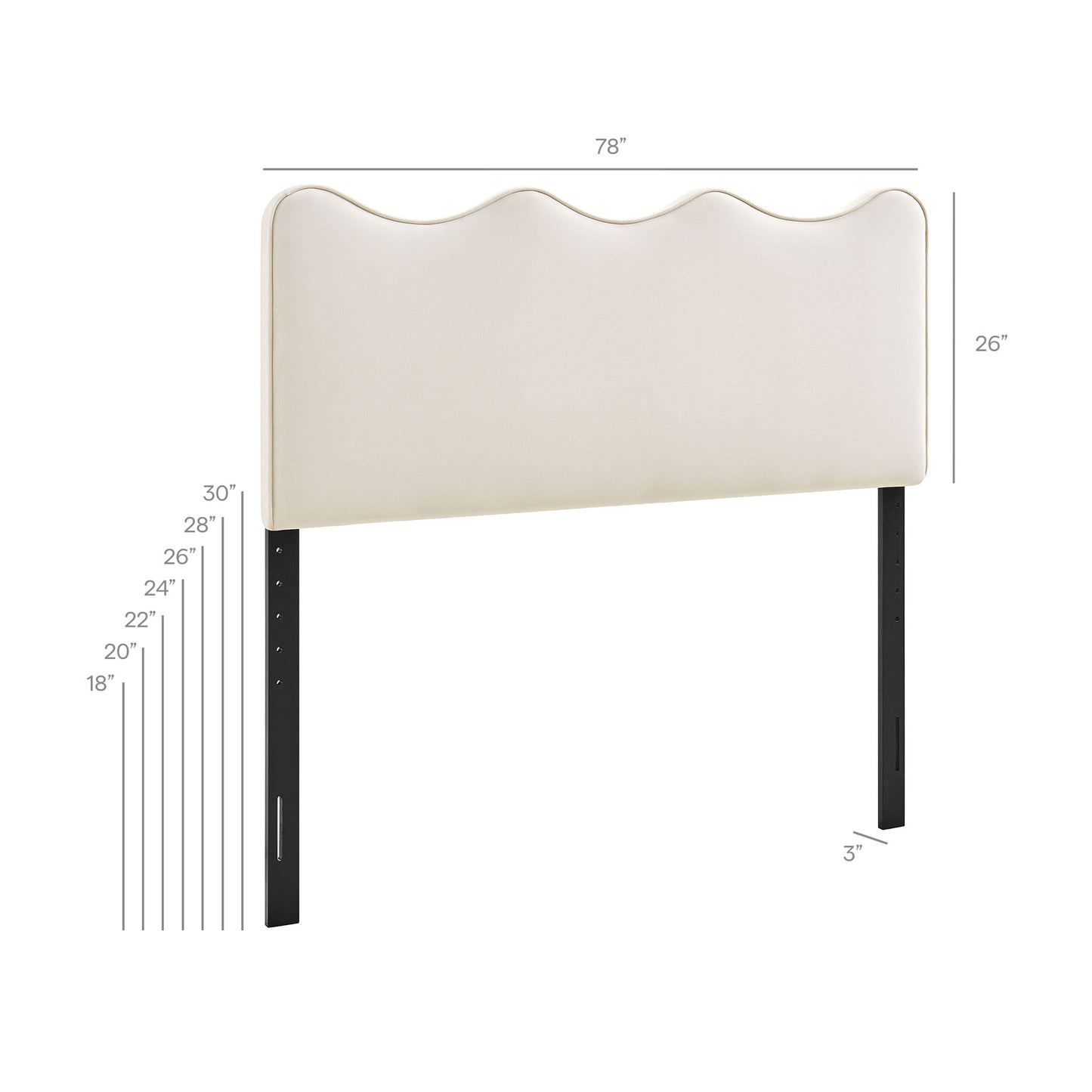 Hazel Stain-Resistant Performance Velvet King Size Headboard in Alabaster