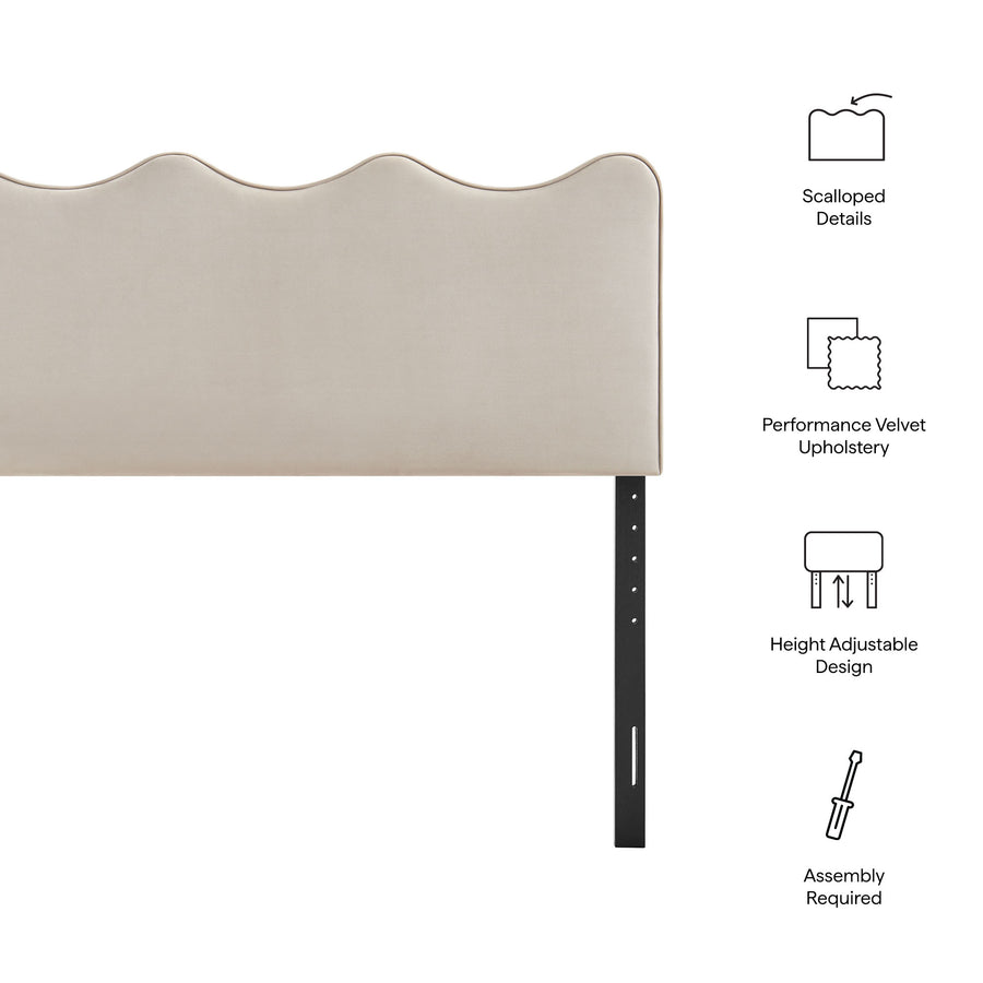 Hazel Stain-Resistant Performance Velvet King Size Headboard in Almond
