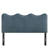 Hazel Stain-Resistant Performance Velvet King Size Headboard in Cadet Blue