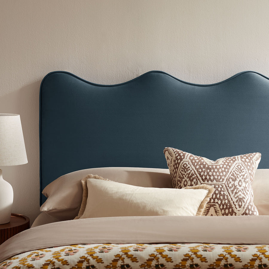 Hazel Stain-Resistant Performance Velvet King Size Headboard in Cadet Blue