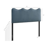 Hazel Stain-Resistant Performance Velvet King Size Headboard in Cadet Blue