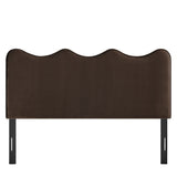 Hazel Stain-Resistant Performance Velvet King Size Headboard in Chocolate Brown