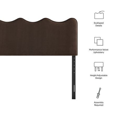 Athena Stain-Resistant Performance Velvet King Size Headboard in Chocolate Brown