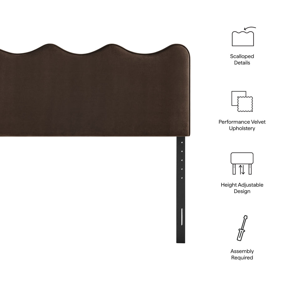 Hazel Stain-Resistant Performance Velvet King Size Headboard in Chocolate Brown