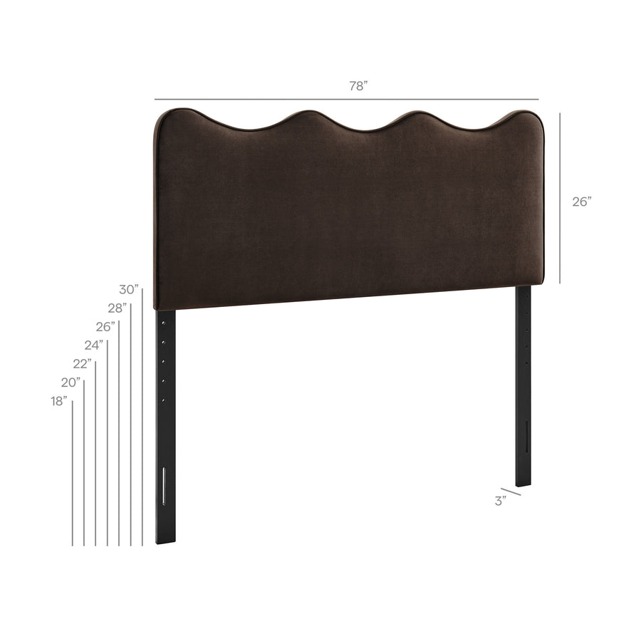 Hazel Stain-Resistant Performance Velvet King Size Headboard in Chocolate Brown