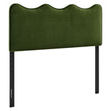 Hazel Stain-Resistant Performance Velvet King Size Headboard in Moss Green