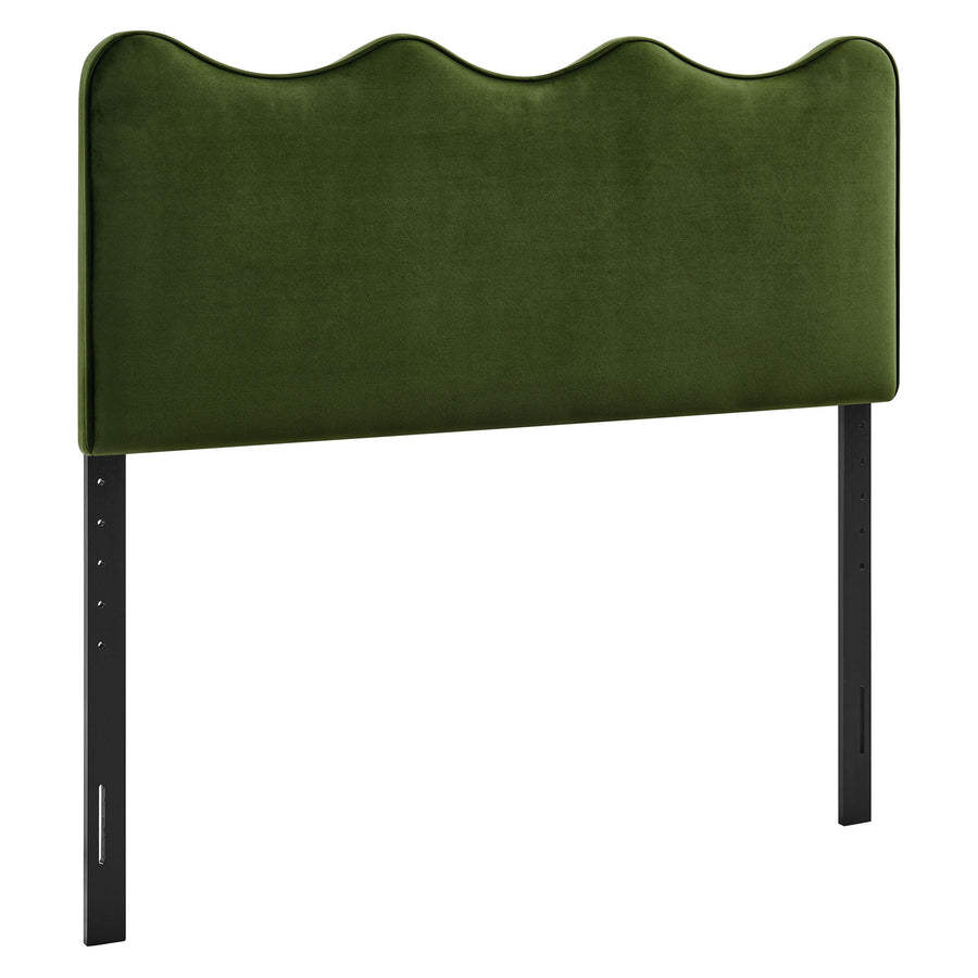 Hazel Stain-Resistant Performance Velvet King Size Headboard in Moss Green