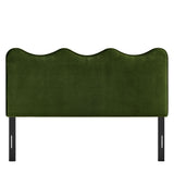 Hazel Stain-Resistant Performance Velvet King Size Headboard in Moss Green