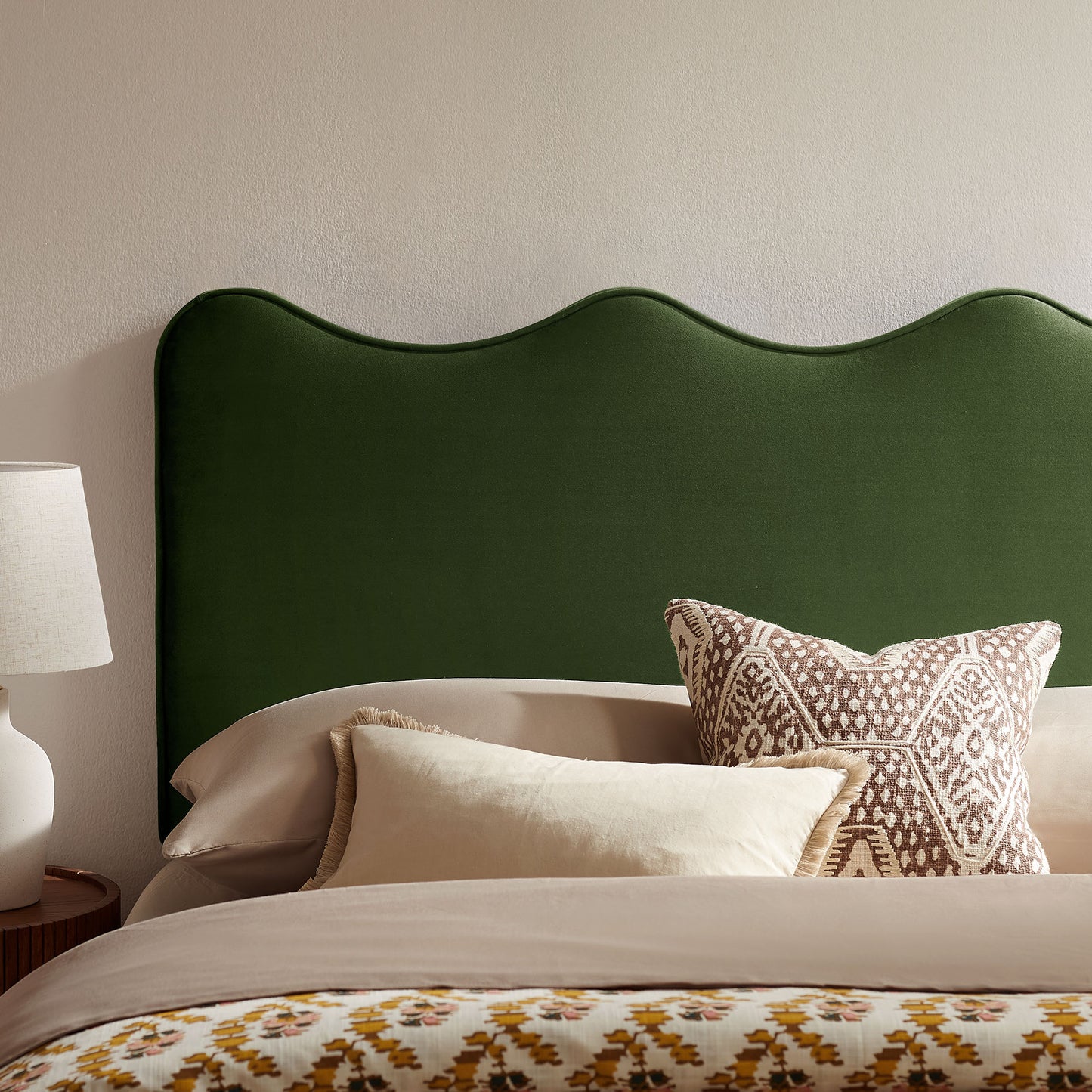 Hazel Stain-Resistant Performance Velvet King Size Headboard in Moss Green