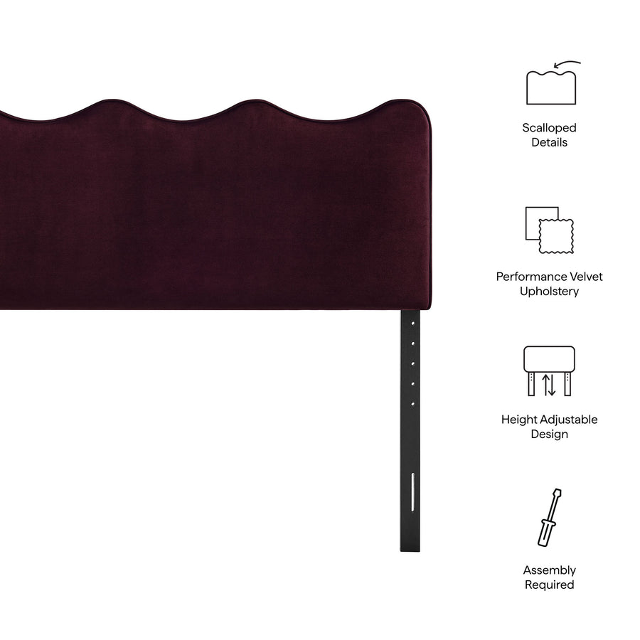 Hazel Stain-Resistant Performance Velvet King Size Headboard in Mulberry
