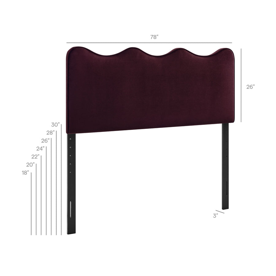 Hazel Stain-Resistant Performance Velvet King Size Headboard in Mulberry