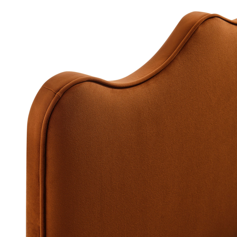 Hazel Stain-Resistant Performance Velvet King Size Headboard in Rust