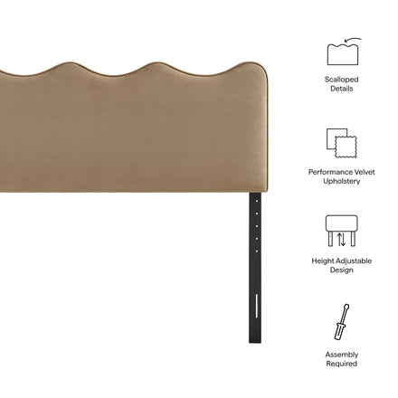 Athena Stain-Resistant Performance Velvet King Size Headboard in Taupe