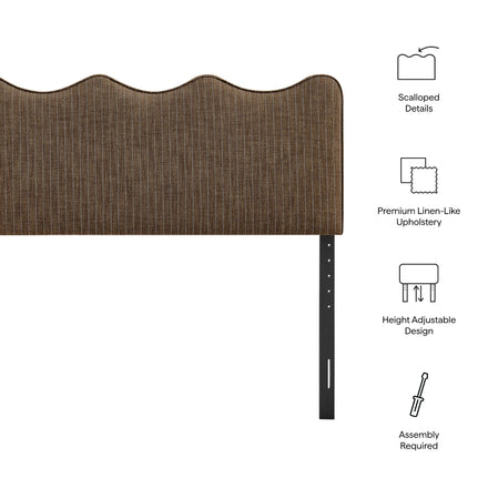Athena Striped Fabric Upholstered King Size Headboard in Earth Stripe
