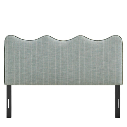 Athena Striped Fabric Upholstered King Size Headboard in Spa Blue Stripe
