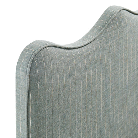 Athena Striped Fabric Upholstered King Size Headboard in Spa Blue Stripe