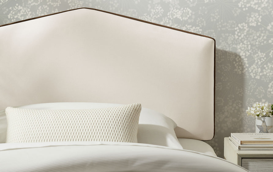 Lattice Performance Velvet Twin Size Headboard in Alabaster