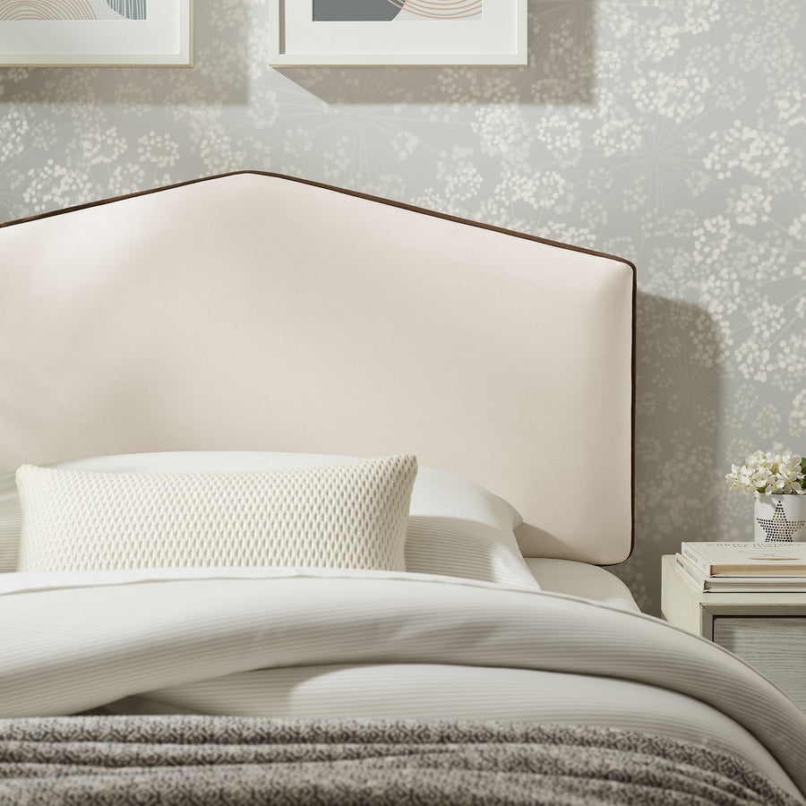 Lattice Performance Velvet Twin Size Headboard in Alabaster