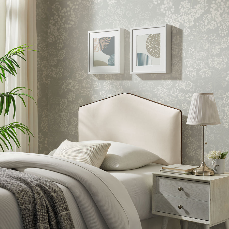 Lattice Performance Velvet Twin Size Headboard in Alabaster