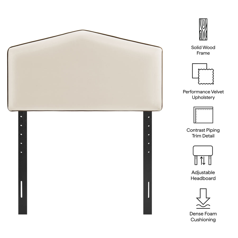 Lattice Performance Velvet Twin Size Headboard in Alabaster