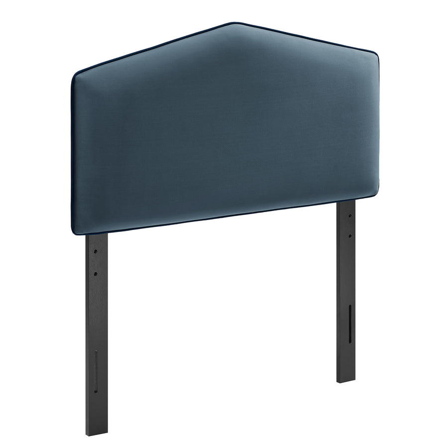 Lattice Performance Velvet Twin Size Headboard in Cadet Blue