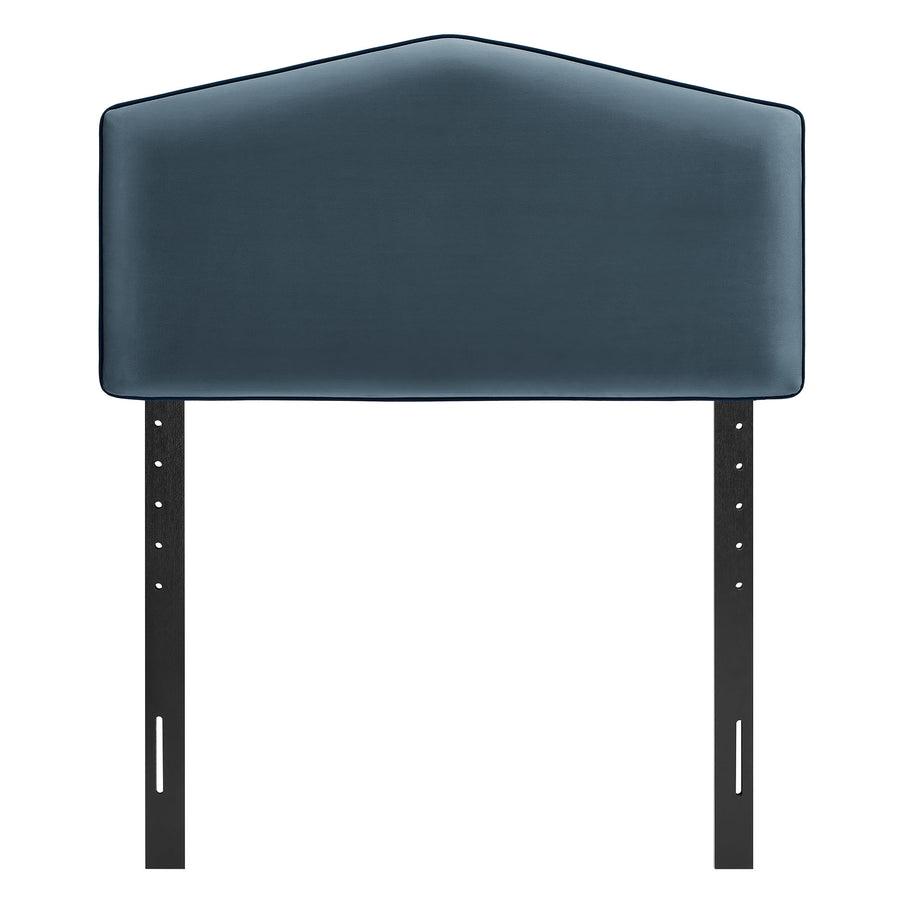 Lattice Performance Velvet Twin Size Headboard in Cadet Blue