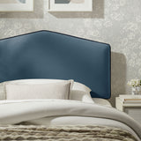 Lattice Performance Velvet Twin Size Headboard in Cadet Blue