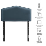 Lattice Performance Velvet Twin Size Headboard in Cadet Blue